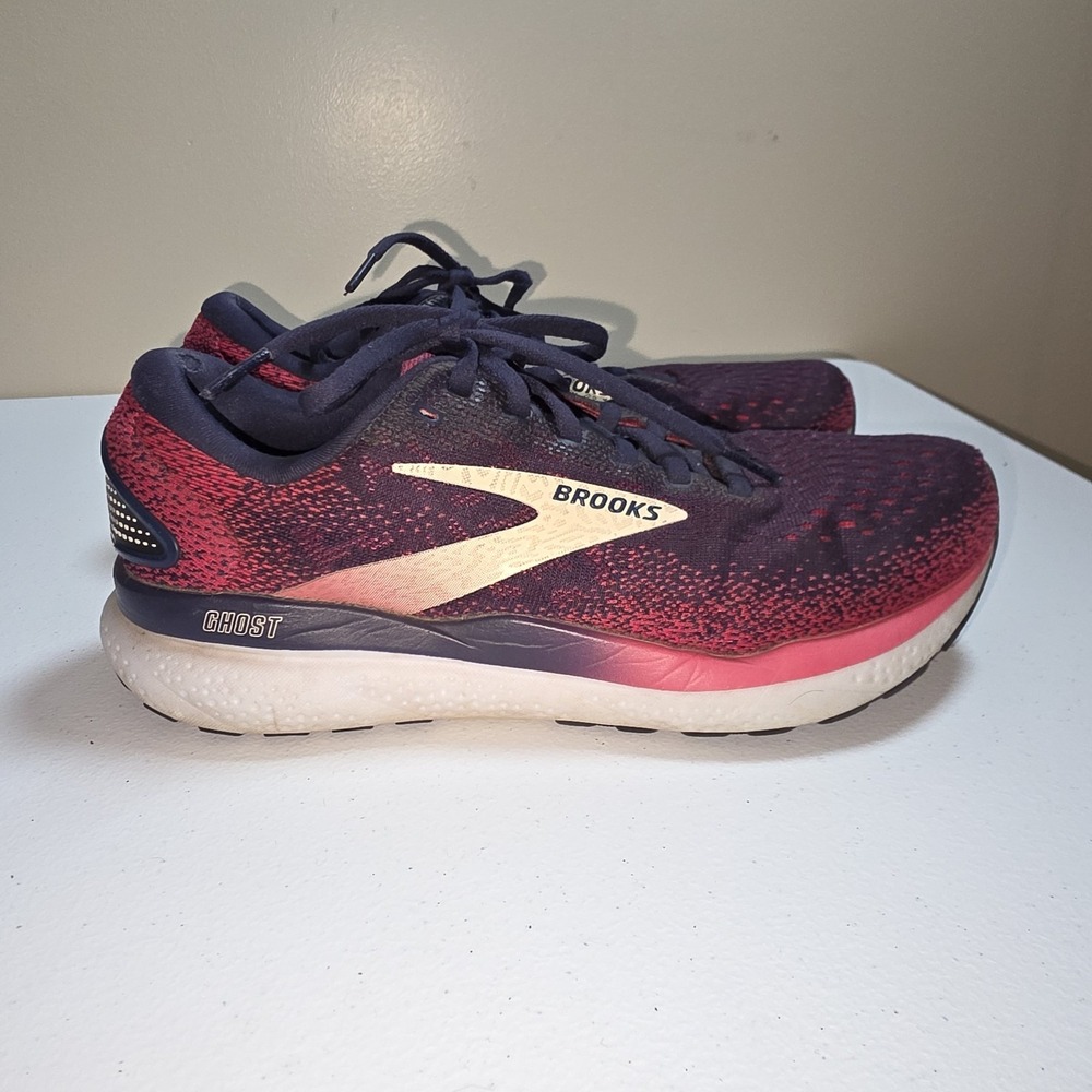 Brooks Ghost 16 Shoes Womens 7.5 Peacoat Raspberry Apricot Road Running‎ Neutral